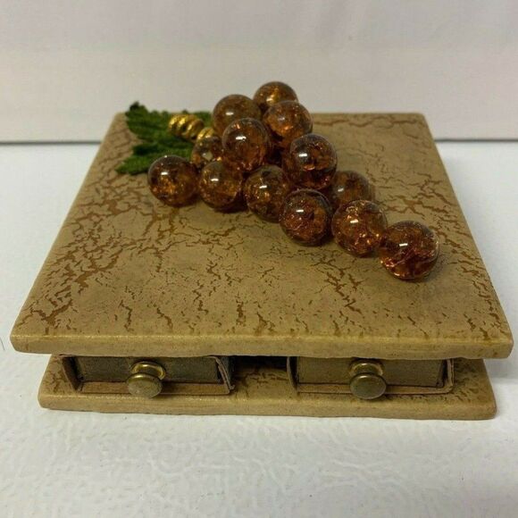 Vintage Handmade Decor Glass Grapes Tile - Picture 1 of 8